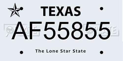 AF55855 Texas License Plate