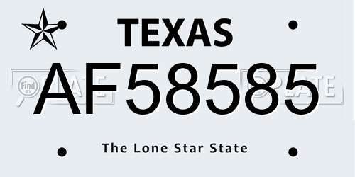 AF58585 Texas License Plate