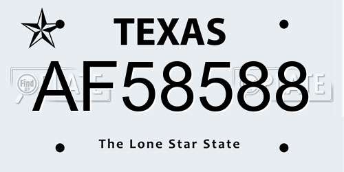 AF58588 Texas License Plate