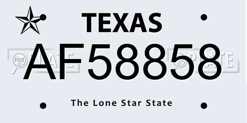 AF58858 Texas License Plate