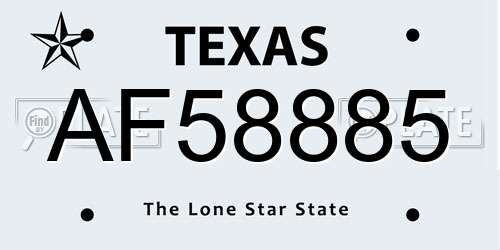 AF58885 Texas License Plate