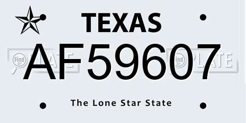 AF59607 Texas License Plate
