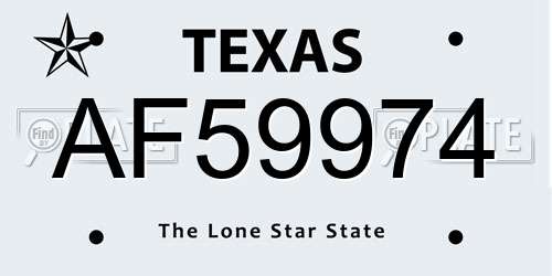 AF59974 Texas License Plate