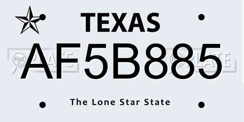 AF5B885 Texas License Plate