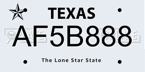 AF5B888 Texas License Plate
