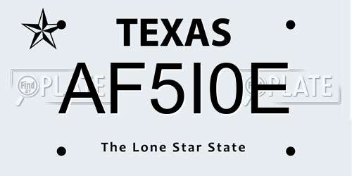 AF5I0E Texas License Plate