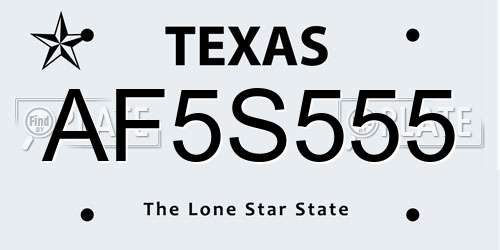 AF5S555 Texas License Plate