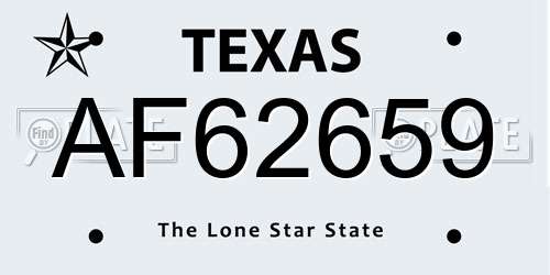 AF62659 Texas License Plate