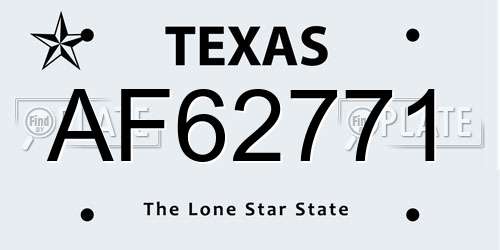 AF62771 Texas License Plate