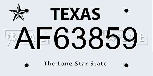 AF63859 Texas License Plate