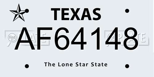 AF64148 Texas License Plate