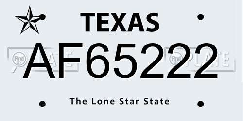 AF65222 Texas License Plate