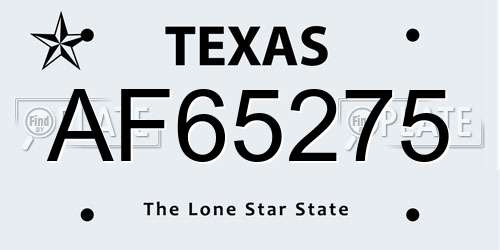 AF65275 Texas License Plate