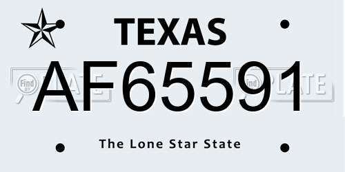 AF65591 Texas License Plate