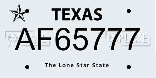 AF65777 Texas License Plate