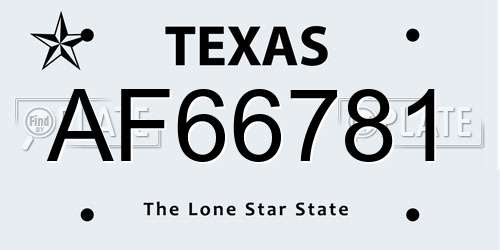 AF66781 Texas License Plate