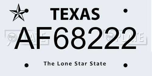 AF68222 Texas License Plate