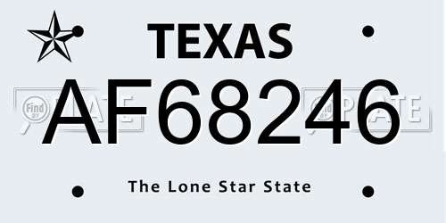 AF68246 Texas License Plate