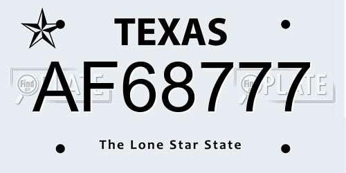 AF68777 Texas License Plate