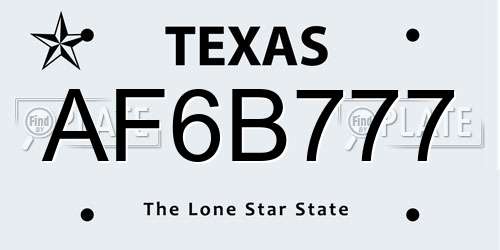 AF6B777 Texas License Plate