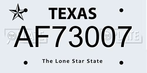 AF73007 Texas License Plate