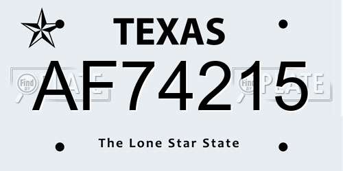 AF74215 Texas License Plate