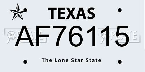 AF76115 Texas License Plate