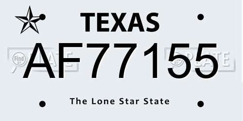 AF77155 Texas License Plate