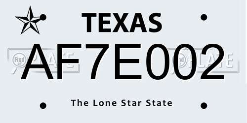 AF7E002 Texas License Plate