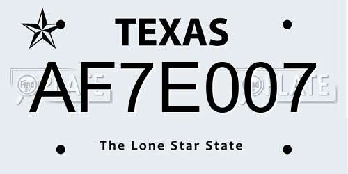 AF7E007 Texas License Plate