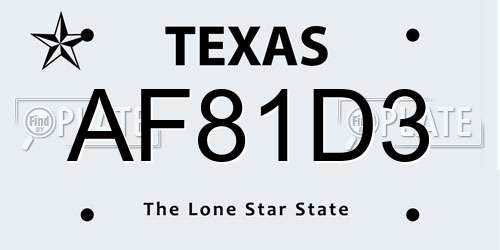 AF81D3 Texas License Plate