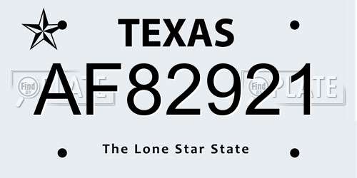 AF82921 Texas License Plate