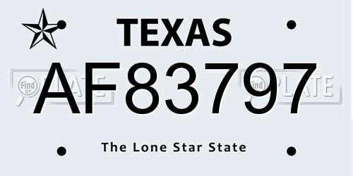 AF83797 Texas License Plate