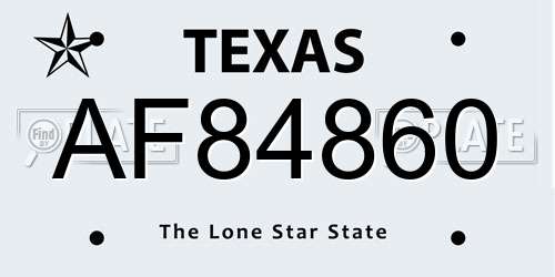 AF84860 Texas License Plate
