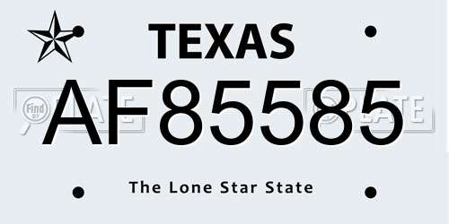 AF85585 Texas License Plate