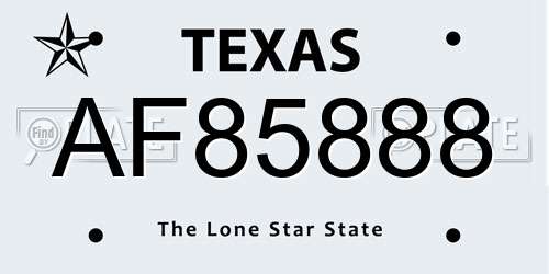 AF85888 Texas License Plate
