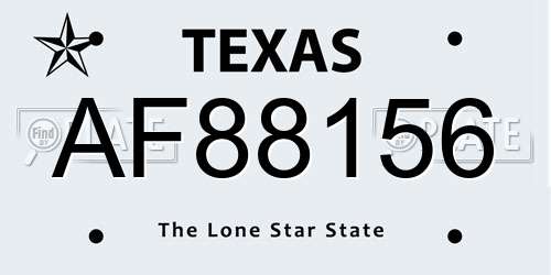 AF88156 Texas License Plate