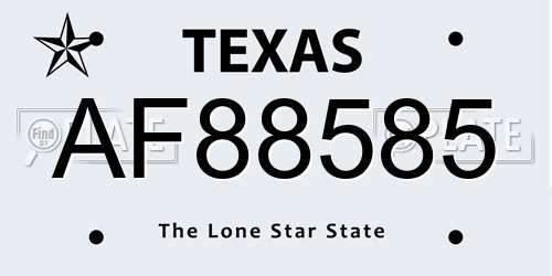 AF88585 Texas License Plate
