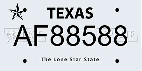 AF88588 Texas License Plate