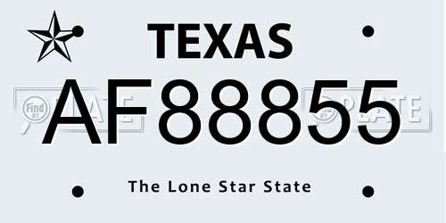 AF88855 Texas License Plate