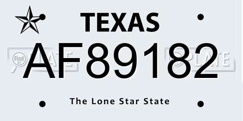 AF89182 Texas License Plate