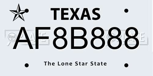 AF8B888 Texas License Plate