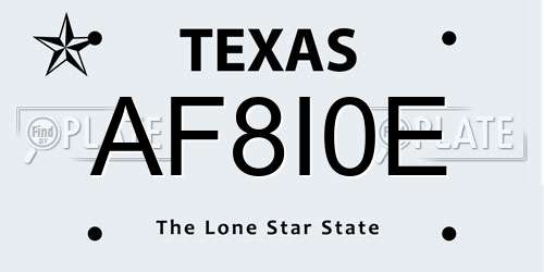AF8I0E Texas License Plate
