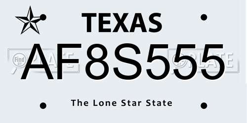 AF8S555 Texas License Plate