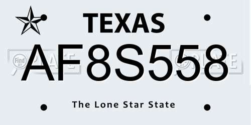 AF8S558 Texas License Plate