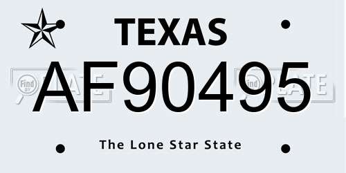 AF90495 Texas License Plate