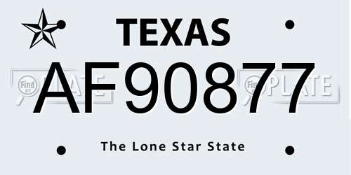 AF90877 Texas License Plate
