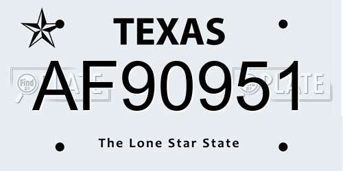 AF90951 Texas License Plate