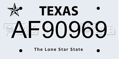AF90969 Texas License Plate