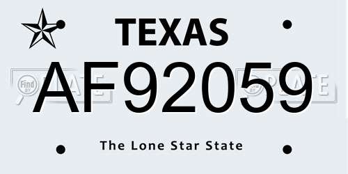 AF92059 Texas License Plate
